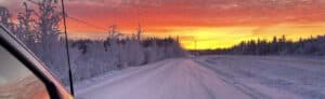 cold winter night surveying near prince george