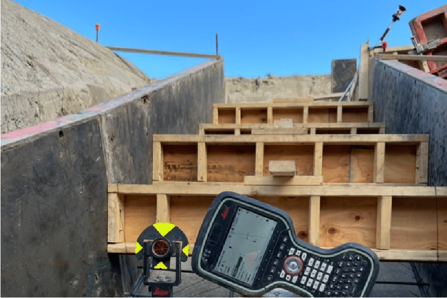 construction surveying a step footing in northern british columbia
