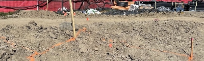 detailed excavation survey stakes and layout